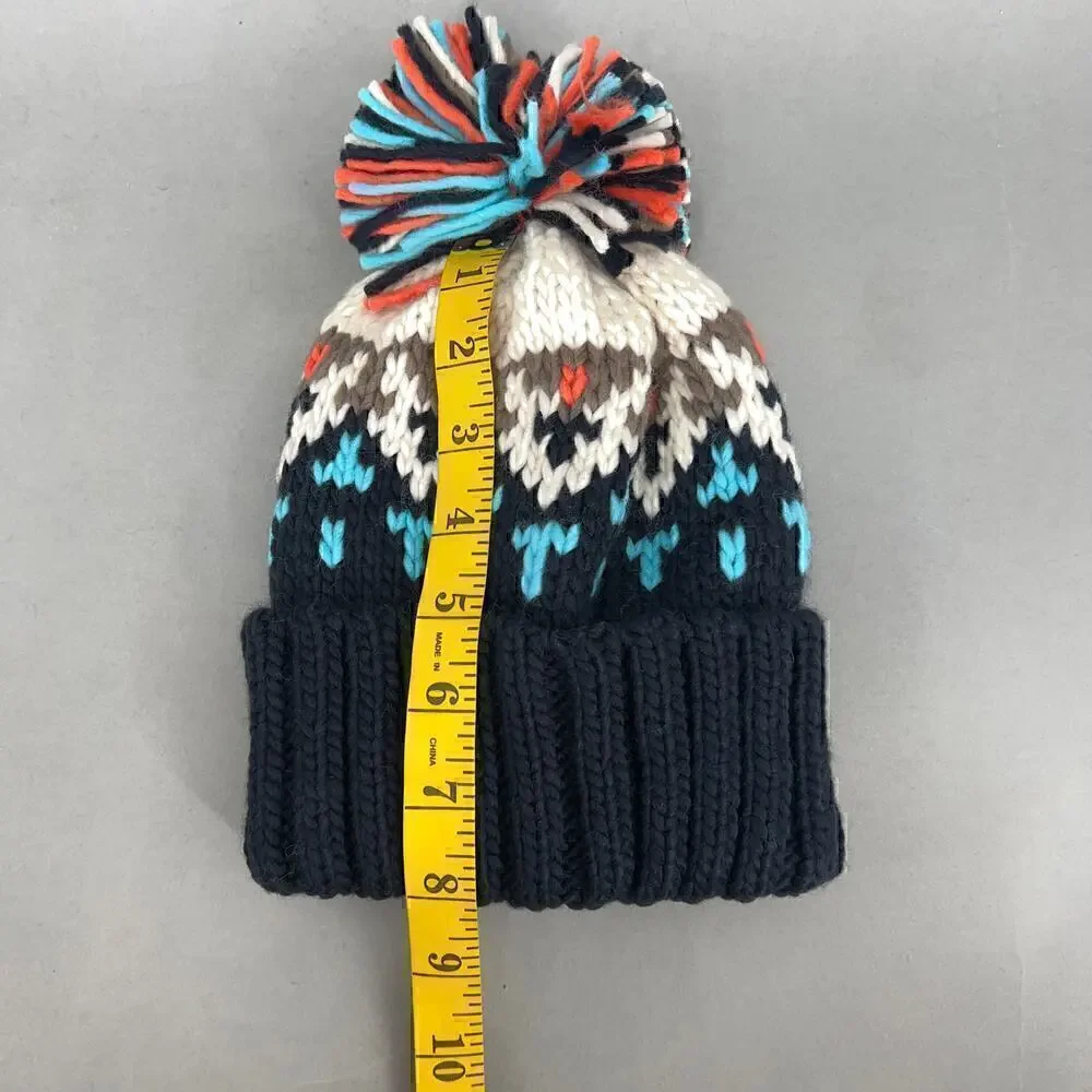 Beanie Fair Isle Knit Pom Pom Unisex One Size Cozy Nordic Scandinavian Snow - Picture 6 of 8